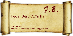 Fecz Benjámin névjegykártya